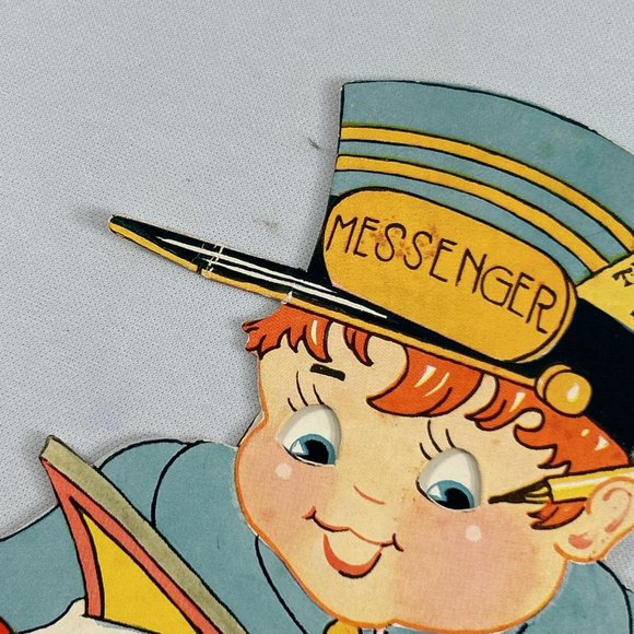 Vintage Mechanical Valentine Card Moving Eyes Arm Telegram Heart Stand Up - Picture 7 of 12